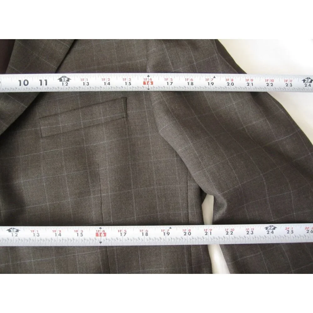 Men‎ Hickey Freeman 3 Button Reda Wool Plaid Blazer Jacket Sz 44 Long (MJ52) USA